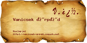 Vanicsek Árpád névjegykártya