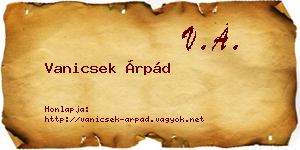 Vanicsek Árpád névjegykártya