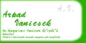 arpad vanicsek business card